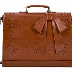 Ecosusi brown laptop bag used once vegan leather